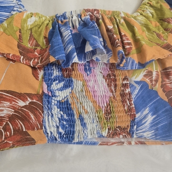 Zara Linen Fiesta Tropical Crop Top Size S Summer Beach Festival - Picture 11 of 13